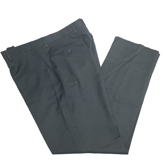Jos A Bank Executive Tailored Fit 36x32.5 Wool Dress Pants Black Flat Front READ - Picture 1 of 9